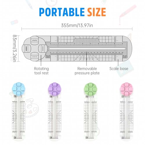 4 in 1 Paper Cutter, 4 Paper Cutting Methods (Straight Line, Wavy, Dotted, Folded Lines), Plus Side Ruler,Plastic (Green) - color: Green
