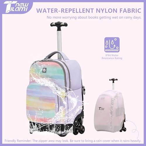 NEW TILAMI 18 inch Rolling Backpack for Kids – Waterproof, Stair-Climbing, Adjustable Handle, Variety of Colors & Patterns for School, Mood Map - color: Mood Map
