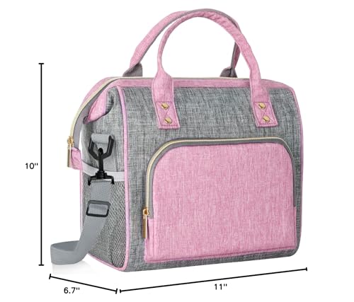 IDEATECH Insulated Lunch Box for Women, Cute & Reusable Cooler Lunch Bag for Work, Office & Picnic, Leak-Proof Tote with Shoulder Strap (Pink) - color: Pink