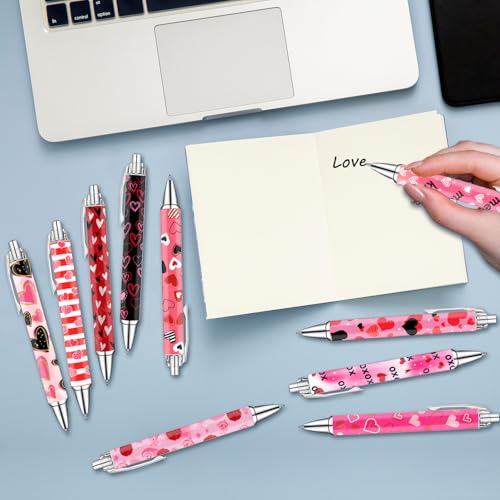 Idealmuzik Heart Pens Set โValentines Day Pens Cute Pink & Red Heart-Shaped Gel Pens for Women โ Lovely Writing Stationery for Home or Office, 10 Pack - style: Heart