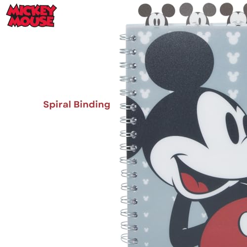 Disney Mickey Mouse Tab Journal Notebook, Spiral Bound, Cute Dividers, 8x7 | Vinyl Cover, Tabbed Dividers, Disney Mickey Mouse School & Office Supplies, Writing Journal, Diary, Travel Notebook, Notepad - style: Mickey Mouse