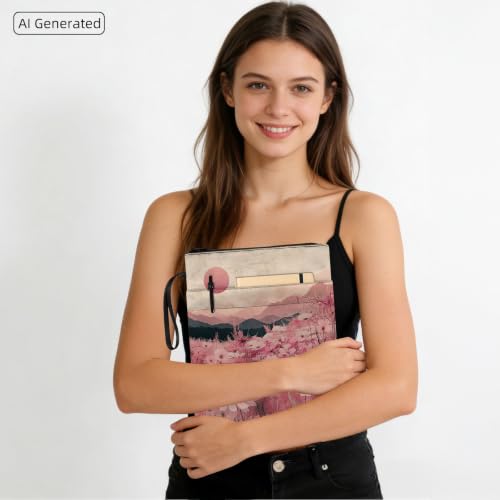Padded Book Sleeve with Zipper & Front Pocket, Fabric Book Cover | Aesthetic Pink Daisy Flower11.4"x8.7" Washable Canvas Pouch for Hardcovers, Tablets & Reading Accessories - color: Aesthetic Pink Daisy Flower