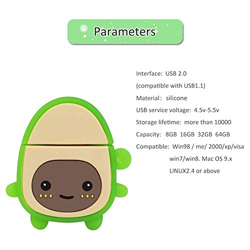 Cute USB Flash Drive 32GB, 3 Pack Fruit Design Avocado Silicone USB 2.0 Thumb Drive Computer Memory Stick Pen Drive Flash Disk Jump Drive Gift Set - color: 3-Pieces Avocado, size: 32GB