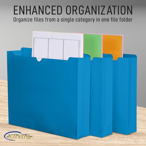Blue File Jackets, 2 Inch Expansion, Letter Size, Reinforced Straight-Cut Tab, 6 Pack - color: Blue, style: 2 Inch Expansion