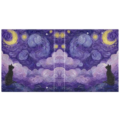 Cat 3 Ring Binder Oil Painting Sky 1.5 inch Binders Three Ring Binders with Clipboard Hold 200 Sheets for Office Supplies - color: Oil Painting Sky Cat
