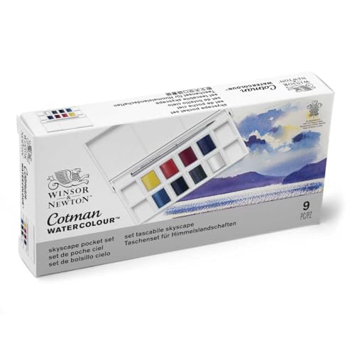 Winsor & Newton Cotman Watercolor Paint Set, 8 Half Pan, Sky Colors w/ Brush - style: 8 Half Pan Sky Colors