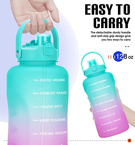 HydroPal 1 Gallon Water Bottles with Straw, 128 oz Water Bottle BPA Free Innovative 2-IN-1 Lid Gym Bottle with Times to Drink Motivational, Large for Sports Fitness Camping Water Jug (13.8X5.5 inch) - color: Fantasy Forest