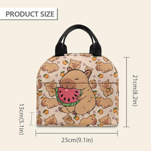 Kawaii Capybara Kids Lunch Box Large Capacity Insulated Lunch Bag Portable Handle Thermal Picnic Cool Bags for School Camping Picnic - color: Cute Capybara