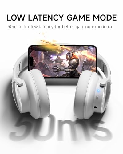Picun B8 Bluetooth Headphones, 120 Hours Headphone Wireless Bluetooth, Hands-Free Calls, 3EQ & Game Mode, Foldable Headphones Over Ear for Travel Home Office Cellphone PC White - color: White