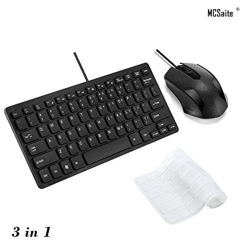 MCSaite Wired Mini Keyboard and Mouse Combo - with Keyboard Cover USB 60% Keyboard for Windows, PC, Laptop