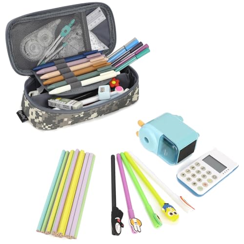 FlowFly Large Capacity Pencil Case for Kids, Boys & Girls – Zippered Multi-Functional Pen Pouch, Soft & Portable Pencil Bag for School, Teens, Students, Digital Camo - color: Digital Camo