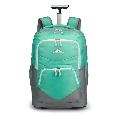 High Sierra Freewheel Pro Wheeled Backpack with 360 Degree Reflectivity, Adjustable Handle, Large Main Compartment, and Laptop Sleeve, Aquamarine