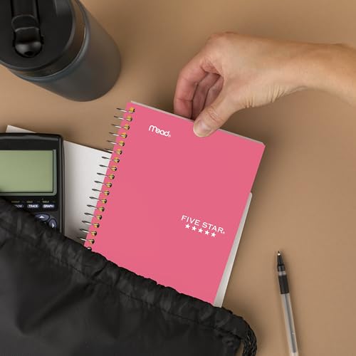 Five Star Spiral Notebook, 1 Subject, College Ruled Paper, 4-3/8" x 7", Personal Size, 80 Sheets, Fights Ink Bleed, Water Resistant Cover, Prom Pink (450048R) - color: Prom Pink