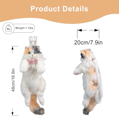 Chongker Cat Shaped Backpack - Handcrafted Stuffed Animals Plush Bag with Adjustable Shoulder, Crossbody, and Handbag Straps (Light Calico Backpack) - style: Light Calico Cat
