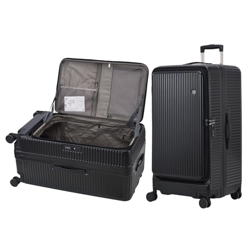 Kaleenie 29 Inch Aluminum Checked Luggage with Side Opening Zipper, Lightweight Hardshell ABS+PC Suitcase with TSA Lock, 360° Universal Wheels, Black - color: Black, size: 29 Inch