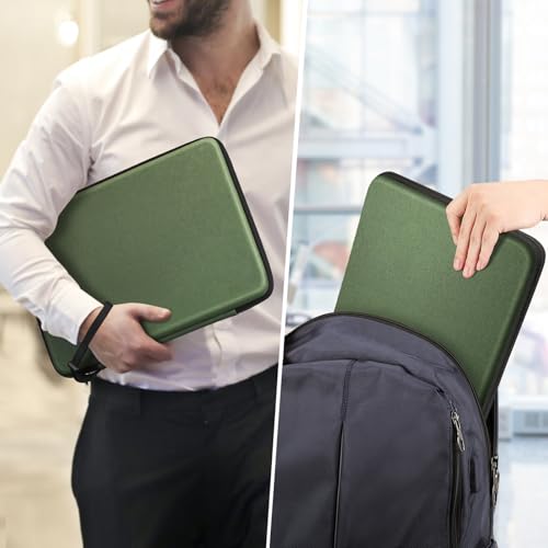 FINPAC 14-inch Hard Laptop Sleeve Case Compatible with Acer Chromebook Lenovo, HP, Dell, Acer Laptop Notebook Ultrabook, Water-Resistant Shockproof Computer Bag, Olive - color: Olive, size: 13.5-14-inch Laptop/Notebook