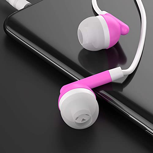 Maeline Bulk Earbuds with 3.5 mm Headphone Plug - 10 Pack - Pink - color: Pink, size: 10 Pack