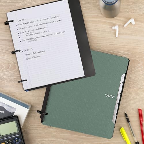 Five Star Flex Refillable Notebook + Study App, College Ruled Paper and 1-1/2 Inch TechLock Ring Binder with Pockets, Tabs and Dividers, 300 Sheet Capacity, Seaglass Green (29324AQ8) (Pack of 6) - color: Seaglass Green, size: 6 Pack