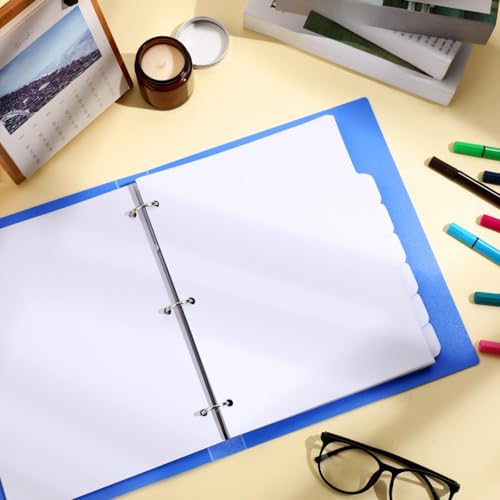 Harloon 30 Set 3 Ring Binder Dividers with 8 Tabs, 8.5x11 Blank Index Binder Bulk,1/8 Cut Tab Cardstock 3 Hole Punch 230 GSM Heavyweight Writable Subject Page Dividers for Office School (White) - size: White