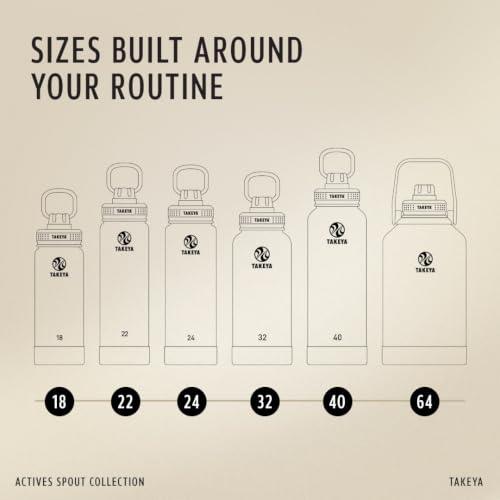 Takeya Actives Stainless Steel Water Bottle, Insulated Spout Lid, Keeps Drinks Cold 24 Hrs, Leakproof, Durable, Dishwasher Safe, Ideal for Gym, Travel, Fits Most Cup Holders, 22 oz/Blush - color: Blush, size: 22 Ounces