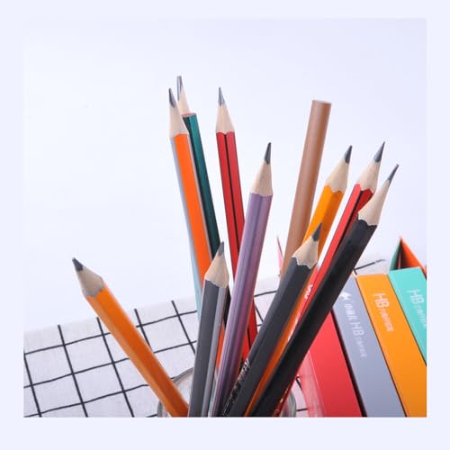 SagaSave 12 Pcs Multipurpose HB Pencils with Metal Sharpener Soft Hold for Painting Sketching Classroom Office (Red)