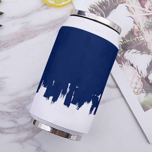 Abstract Graffiti Art 10oz Stainless Steel Tumbler with Lid & Straw-Double Wall Vacuum Insulated Travel Mug Modern Navy Blue White Painting Water Bottle Coffee Beverage Drinks Cup - size: 10 Ounces
