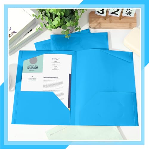Henoyso 60 Pack Plastic Folders with Clear Front Pockets Bulk Heavy Duty File Folders with 2 Pockets and Card Slot for Student Teacher Back to School Supplies Office Presentation (Sky Blue) - color: Sky Blue