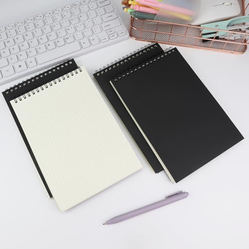 4 Pack Graph Paper Notebook, A5 Top Wirebound Grid Spiral Notebook 5.8" x 8.3",60 Sheets,5mm x 5mm Grid Paper,Grid Notepad for Students, Math, Engineering (Black) - color: Black (4pcs)