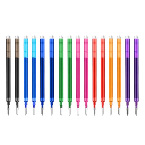0.5 mm Erasable Gel Ink Pen Refills Compatible with Frixion Friction, 8 Colors Smooth Writing Multicolor Retractable Fine Point Pen Refill for School Office Home Art Drawing Writing and Planner (16)