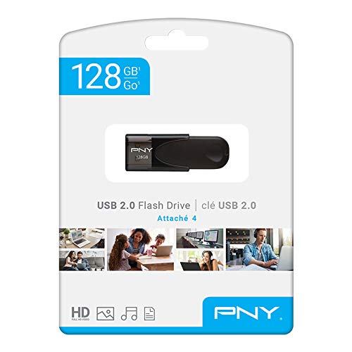 PNY 128GB Attaché 4 USB 2.0 Flash Drive, Black (Pack of 2) - size: 128GB (Pack of 2)
