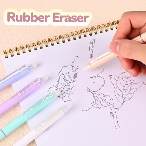 Temiary 10 Pcs Retractable Erasable Gel Pens, Fine Point 0.5 mm, Make Mistakes Disappear, Smooth Writing Gel Pen with Eraser for Journaling Note Taking Marking Planner Crossword Puzzles (Black Ink) - color: Black Ink