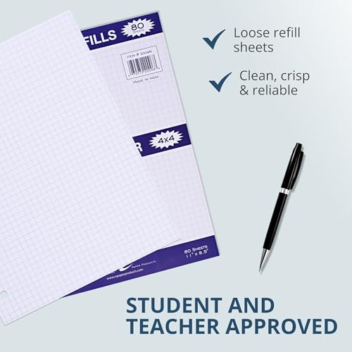 Roaring Spring Loose Leaf Paper, Notebook Filler Graph Paper, 11" x 8.5", 4x4 Grid, 80 Sheets, 3 Hole Punch