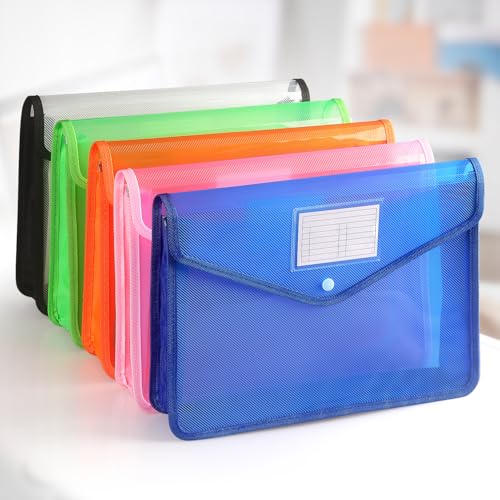 Tamaki Plastic Expanding File Folder, Fit Letter/A4 Size, Blue, 1 Pack | Transparent envelopes with Snap Closure, No Dividers, Large Capacity - color: Blue