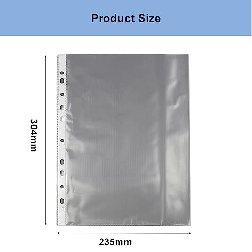 A4 Punched Pocket, Sheet Protectors, 100 Pages Clear Sheet Protectors for Binders, Heavy Duty Plastic Page Protectors Sheet Reinforced 11-Hole, Top Loading Paper Protector for Home, Office