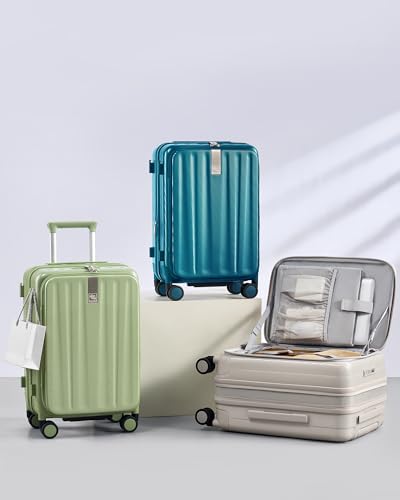 Hanke Top Opening Carry-On - Expandable 16 Inch Airline Approved Spinner | Easy-access top opening,360° spinner wheels,lightweight expandable hardshell, fits overhead bins,for overnight business trips - color: Caribbean Blue, size: 20 Inch Expandable