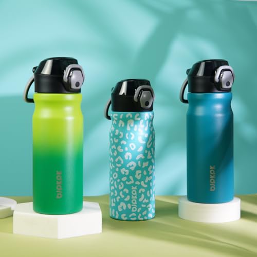 BJPKPK 18oz Insulated Water Bottle with Straw Stainless Steel Double Wall Water Bottles BPA Free Leak Proof Thermal Flask with Lockable Flip Lid and Soft Silicone Spout,Laguna - color: A-Laguna, size: 18 Ounces