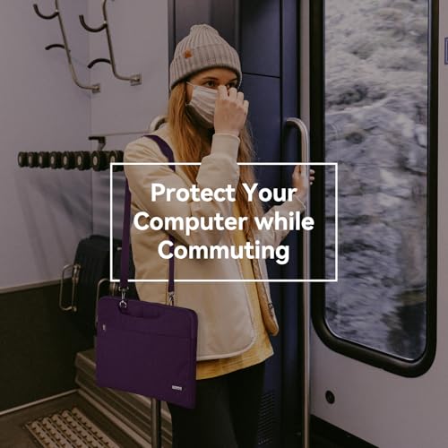 Voova Laptop Bag 17 17.3 Inch Water-resistant Laptop Sleeve Case with Shoulder Straps & Handle, Computer Case Cover Slim Briefcase Compatible with 17-18” Hp Dell Asus Acer, Dark Purple - color: Dark Purple, size: 17-17.3 In