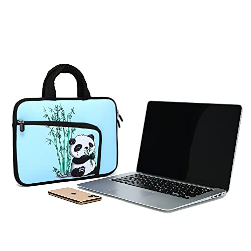 11.6" 12.2 inches Laptop Sleeve Chromebook Case Ultrabook Case Notebook PC Messenger Bag Tablet Neoprene Handle Sleeve for Adult Men Women, Two Pockets (Panda & Bamboo) - color: Panda & Bamboo