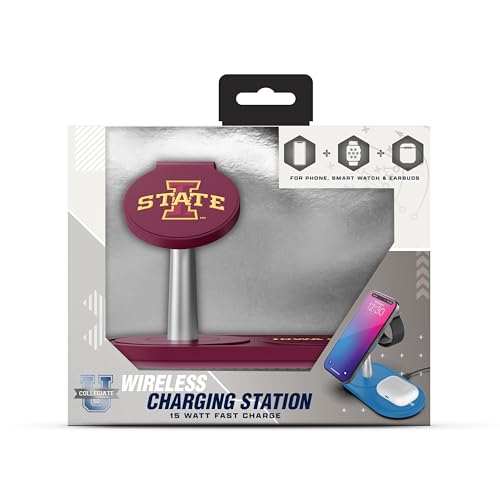 SOAR Collegiate 3-in-1 Wireless Charging Station - color: Iowa State Cyclones