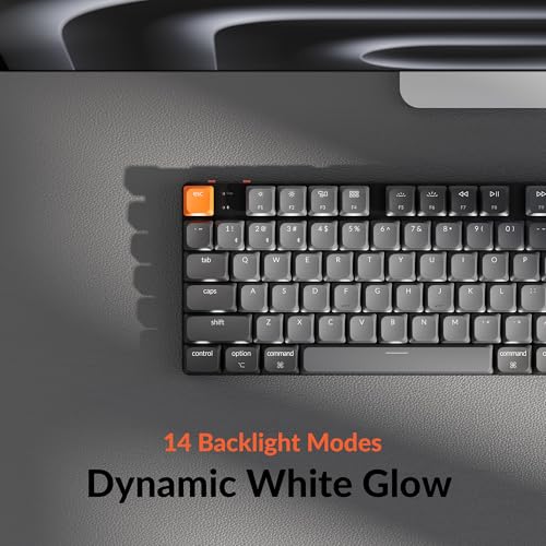 Keychron K5 Version 2 Wireless Bluetooth 5.2 Mechanical Keyboard, Low Profile Milk POM Switch 100% Full-Size Layout QMK Programmable, White Backlight with Shine-Through Keycaps for Mac Windows Linux - color: White Backlight Banana Switch