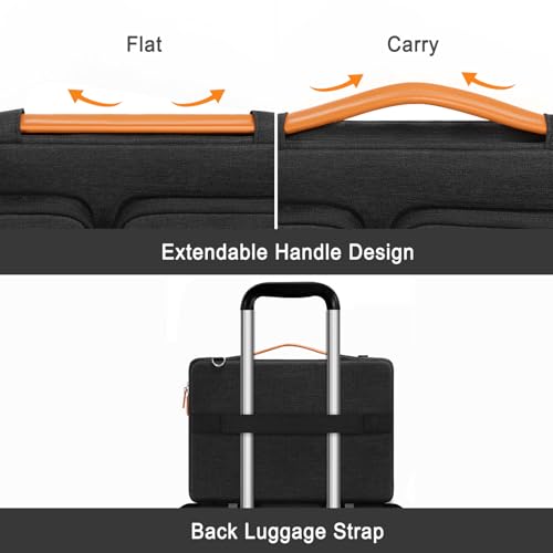 MOSISO 360 Protective Laptop Bag, Computer Bag, Laptop Sleeve Bag with Trolley Sleeve&2 Rectangle Pockets&Handle - color: Black, size: 13.3 inch