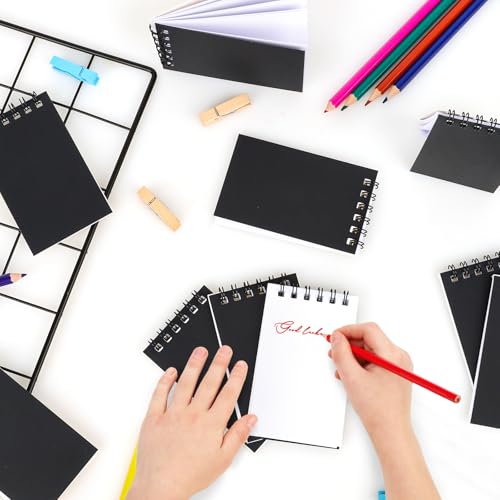 Hooqict 10 Pack Pocket Notebook 3x5 Small Spiral Notepads Black Mini Notebooks with Lined Pages, Memo Note Pads for Work, Office, School, 50 Sheets/100 Pages - color: Black