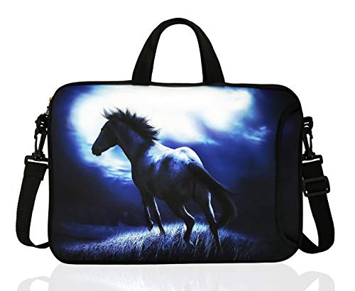 14-Inch Neoprene Laptop Shoulder Bag Case Sleeve for 13.3 14" Inch Chromebook (Blue Horse) - color: Blue Horse