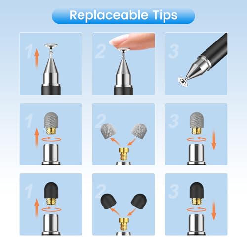 Stylus Pen for Touchscreen, 3-in-1 Magnet Stylus for Nintendo Switch, High Sensitivity Universal Stylus Pen for Nintendo Switch/iPad/iPhone/Android Tablets/Samsung Touch Devices (Black/White) - color: Black/White
