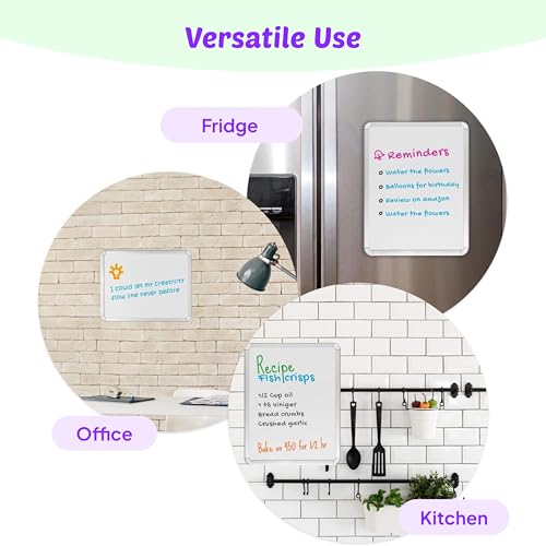 kedudes 11x14 Magnetic Dry Erase White Board - Mini Refrigerator Whiteboard Set - Lightweight Small Personal Memo Boards with 6 Markers - Smooth Surface and Eraser Caps - Fridge and Wall Mountable - size: 11" x 14" with 6 Markers