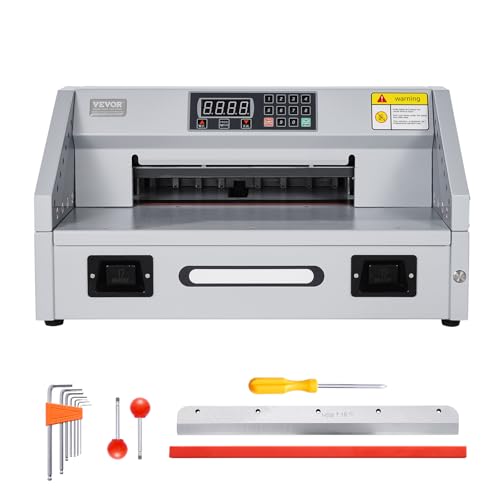 VEVOR Electric Paper Cutter, 300W Heavy Duty Paper Cutter Machine 11.8 in / 330 mm Cutting Width, 1.5 in / 38 mm Cutting Thickness, Electric Guillotine Trimmer with Casters & Infrared Function - style: Paper Cutter Machine