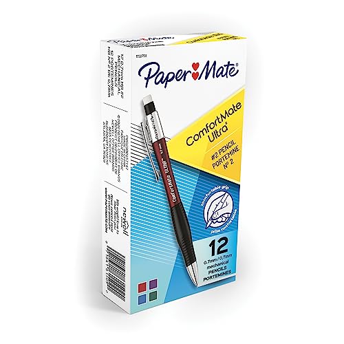 Paper Mate Comfort Mate Ultra Mechanical Pencils, 0.7mm HB #2 Lead, 12 Count - School Supplies, Note-Taking, Comfortable Grip