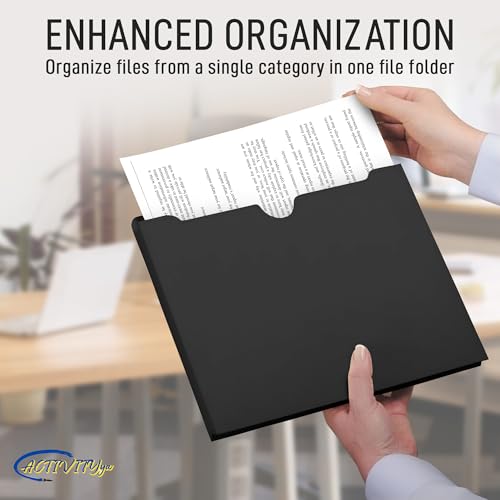 Black File Jackets, 1 Inch Expansion, Letter Size, Reinforced Straight-Cut Tab, 6 Pack - color: Black, style: 1 Inch Expansion