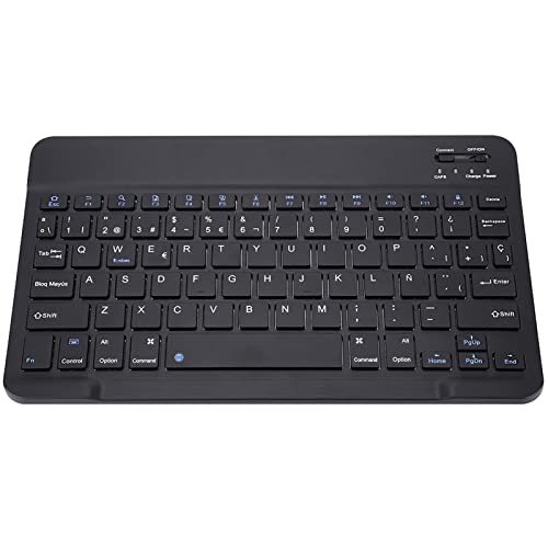 Spanish & English Language Keyboard, Rechargeable Keyboard with 7 Multimedia Keys, 78 Buttons, for iOS/for/for Android Tablet