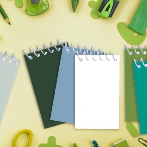 8 Pack Green Tone Spiral Notebooks, Mini Pocket Notepads, Solid Color Aesthetic Notebooks for School, Office, Journaling, Gifts